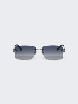 Rectangular Sunglasses Silver Blue