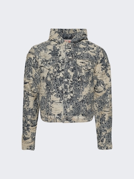 Orayo U Denim Distressed Monogram Jacket Mid Blue