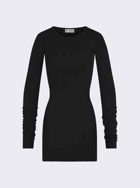 Long Sleeve Crewneck Mini Dress Black