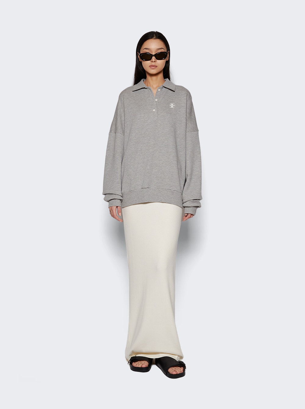 Oversized Polo Sweatshirt Heather Grey | The Webster Oversized Polo Sweatshirt Heather Grey | The Webster