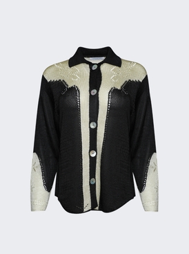 Western Pointelle Shirt Black And Jasmine