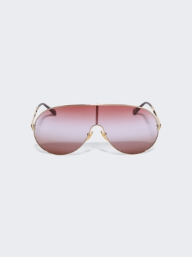 Aly Mask Sunglasses Shiny Gold And Gradient Pink