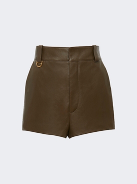 Tailored Leather Shorts Deep Olive