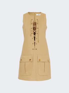 Lace Up Mini Dress Argil Brown