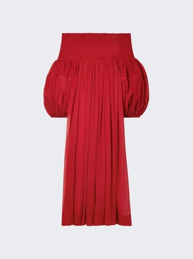 Off-shoulder Wool Dress Red Crush