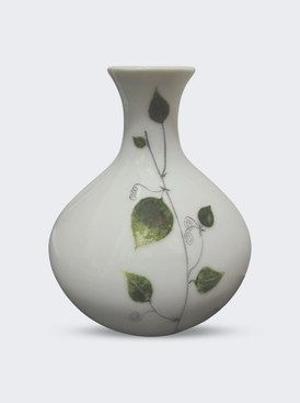 Hoja Ceramic Vase White and Green