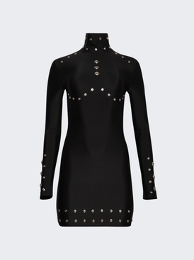 Snaps Turtleneck Dress Black