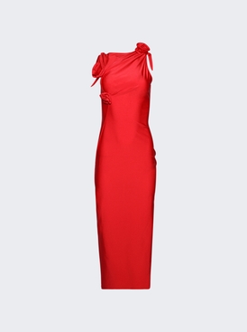Asymmetric Flower Gown Red