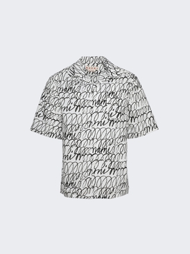 Tropical Wool Bowling Shirt Lily White