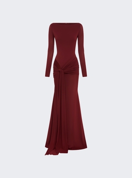 Long Sleeve Wrap Gown Burgundy