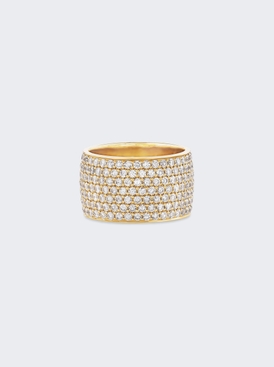 White Diamond Cigar Ring 18k Yellow Gold