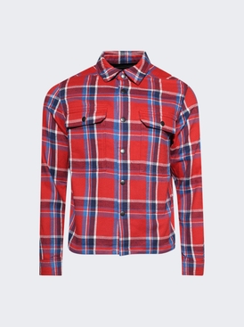 Woven Cropped Outershirt Red Plaid