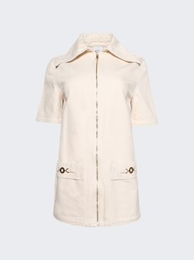 Zipped Denim Mini Dress Natural