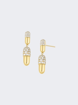 Diamond Pill Drop Earrings 18k Yellow Gold