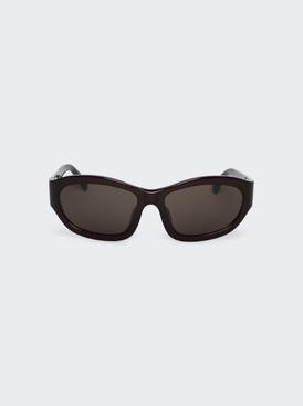 Wrap Sunglasses Dark Brown And Silver