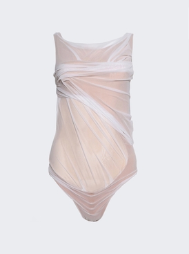 Draped Wetlook Swimsuit White