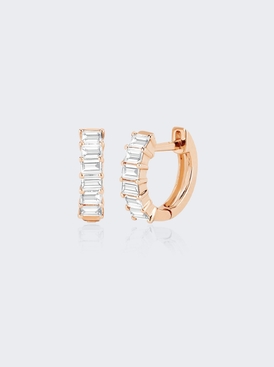 Prong Set Diamond Baguette Huggie Earrings 14K Rose Gold