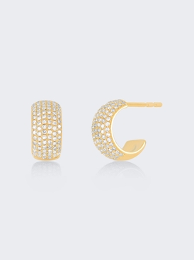 Pave Diamond Bubble Huggie Earring 14K Yellow Gold