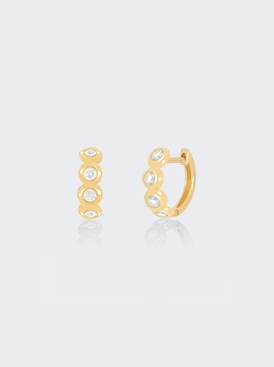 Diamond Pillow Huggie Earring 14K Yellow Gold