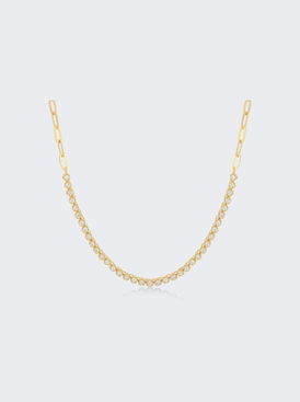 Diamond Segment Mini Link Necklace Yellow Gold