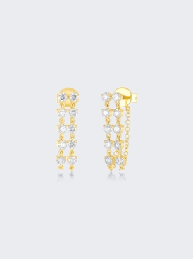 Double Multi Diamond Chain Stud Earrings