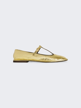 Square T-strap Shoe Gold