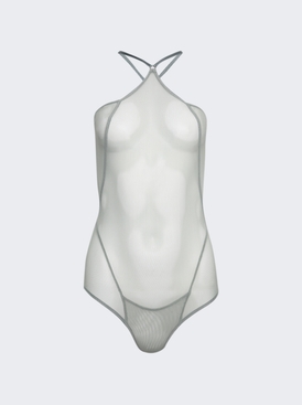 Halter-neck Leotard With Binding Details Sage Green
