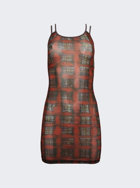 Multi Strap Sport Dress With Logo Acid Plaid Ginger Red
