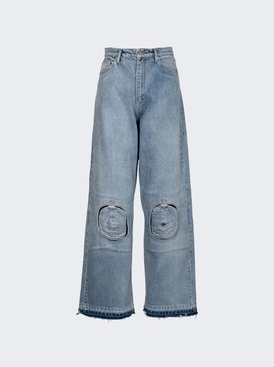 Wide Leg Circle Knee Jeans