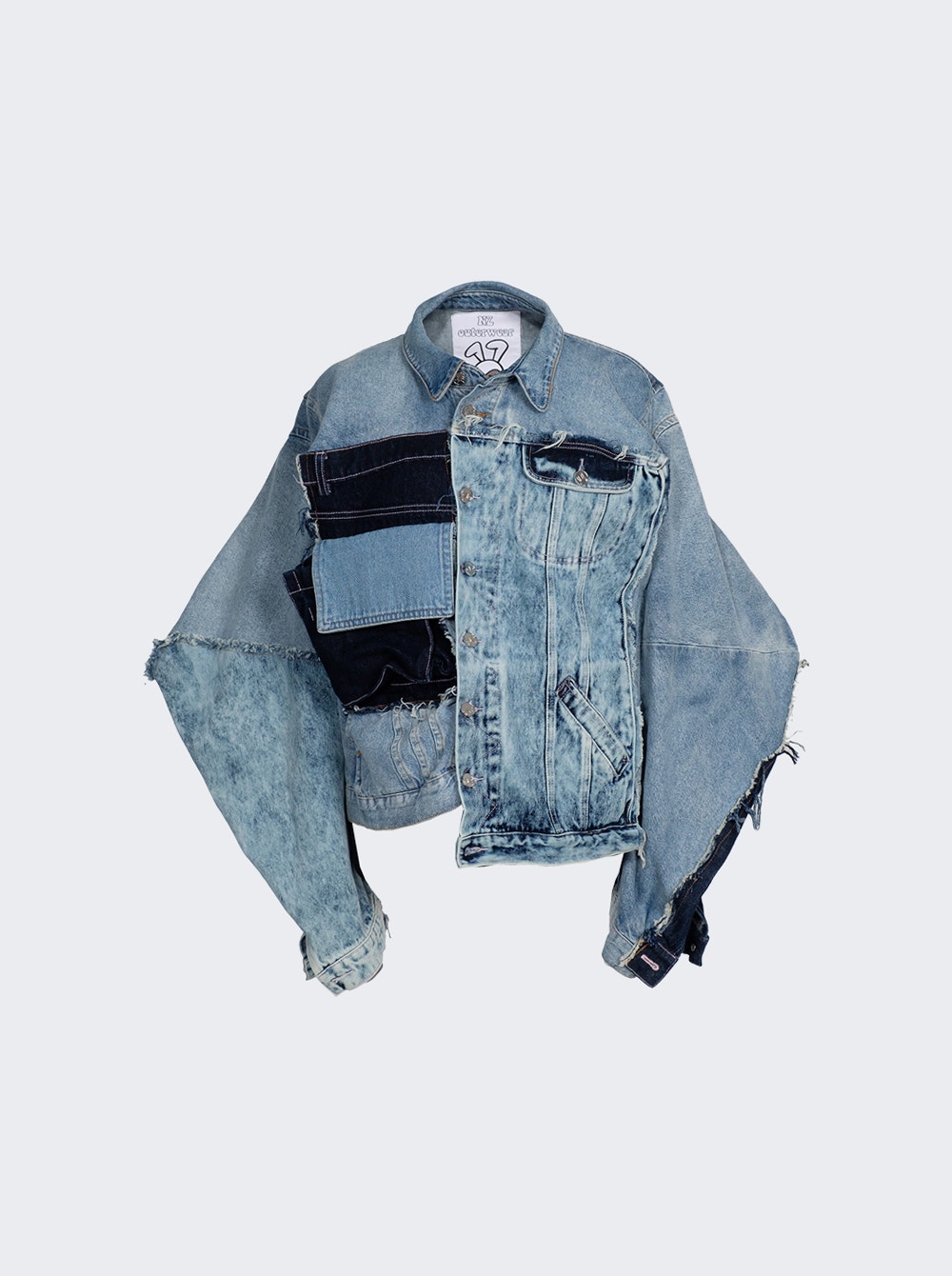 Upcycled Denim Cargo Jacket Light Wash Blue | The Webster Upcycled Denim Cargo Jacket Light Wash Blue | The Webster