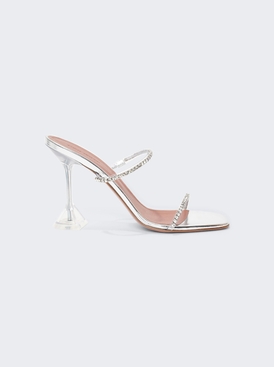 Gilda Glass Slipper Sandals Transparent and White Crystals