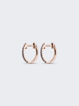 18K ROSE GOLD AND DIAMOND HUGGIE HOOPS Rose Gold