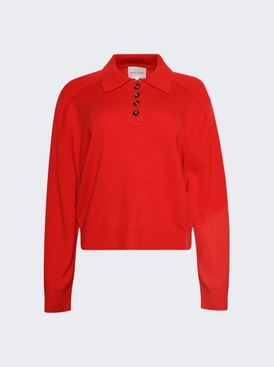 Homere Cashmere Polo Sweater Tomato Red