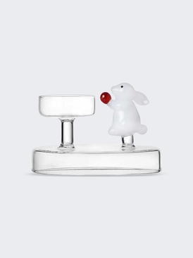 Alice Tealight Candle Holder White Rabbit With Berry