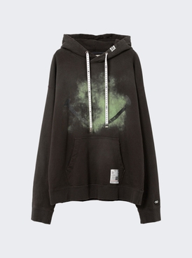 Smily Face Printed Distressed Hoodie Black