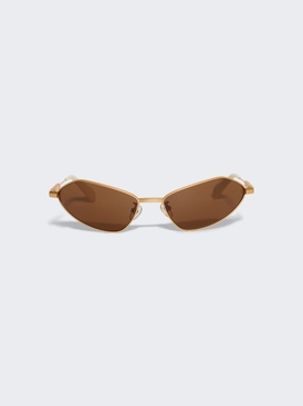 X Jacquemus Bambino Angular Metal Sunglasses Gold And Brown