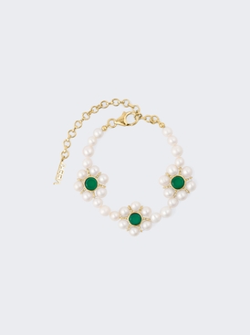 The Trio Flower Pearl Bracelet Yellow Gold