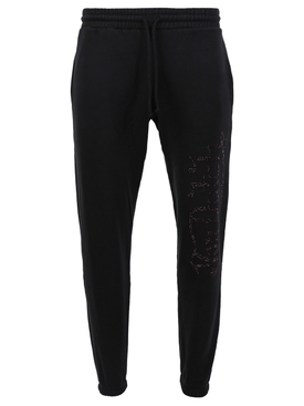 Rhinestone Logo Jogger Black And Purple