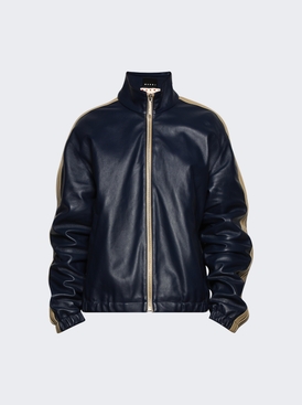Leather Bomber Jacket Navy