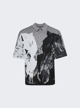 Horses Knit Collared Shirt