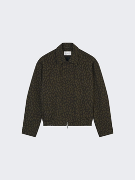 Leopard Print Tailored Blouson Dark Khaki
