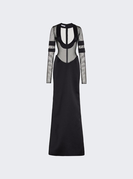 Scoop Neck Gown With Satin Trim