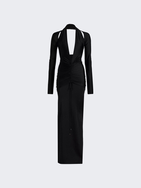 Gown With Deep Plunge Neckline Detail Black