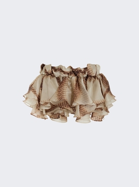 Ruffled Silk Mini Skirt Snake
