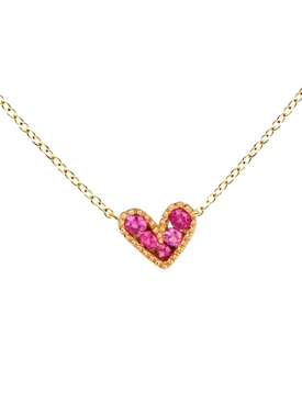 Pink Sapphire Baroque Heart Charm Necklace