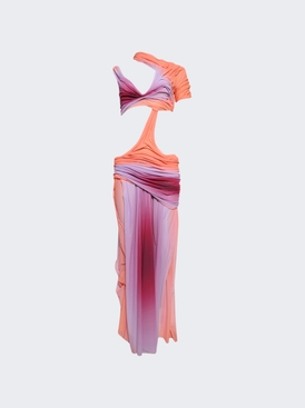 Long Wetlook Dress Sunset Gradient