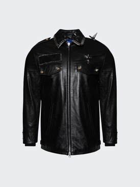 Pierced Police Jacket Black