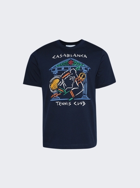 Crayon Temple Tennis Club Screen Printed Tee Blue
