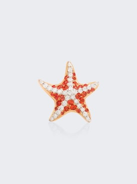Orange Sapphire Sea Star Single Earring 18K Rose Gold and White Gold