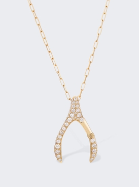 Wishbone Large Pave Diamond Necklace 18k Yellow Gold